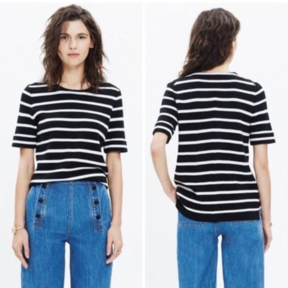 Madewell Short-Sleeve Sweater in Stripe